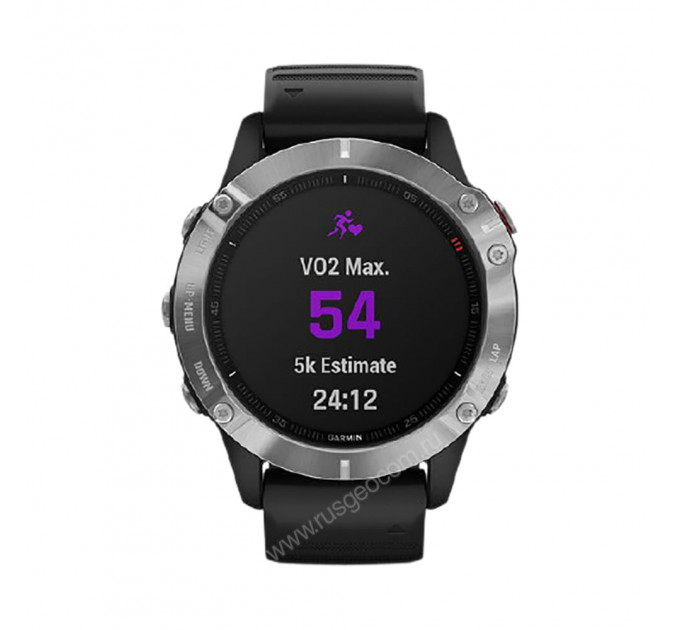 Часы Garmin Fenix 6 серебристые с черным ремешком, 95321, от производителя Garmin