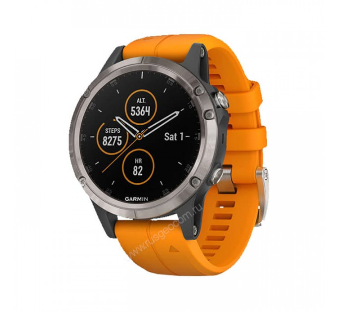 Часы Garmin Fenix 5 Plus Sapphire титановый с оранжевым ремешком Россия, 100124, от производителя Garmin
