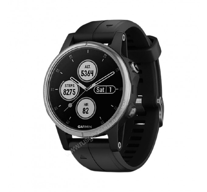 Часы Garmin Fenix 5S Plus серебристые с черным ремешком, 85070, от производителя Garmin