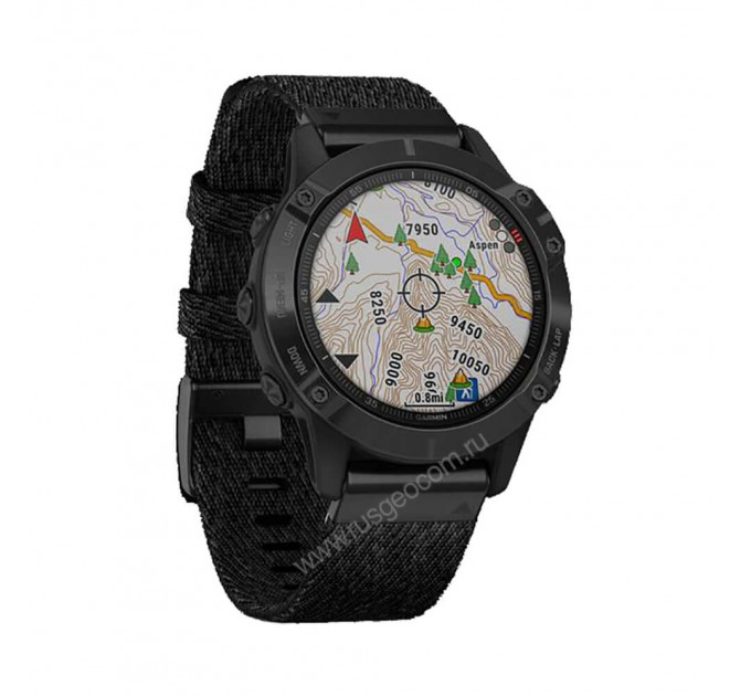 Часы Garmin Fenix 6 Sapphire черный DLC с плетеным черным нейлоновым ремешком, 108276, от производителя Garmin