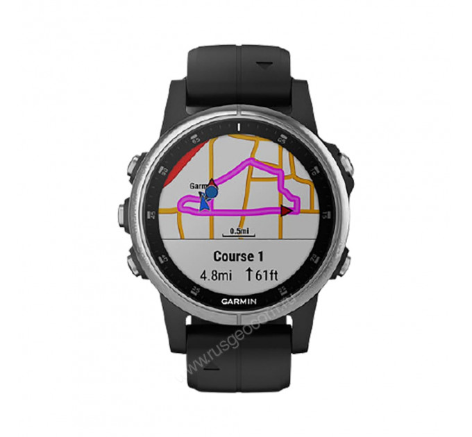 Часы Garmin Fenix 5S Plus серебристые с черным ремешком, 85070, от производителя Garmin