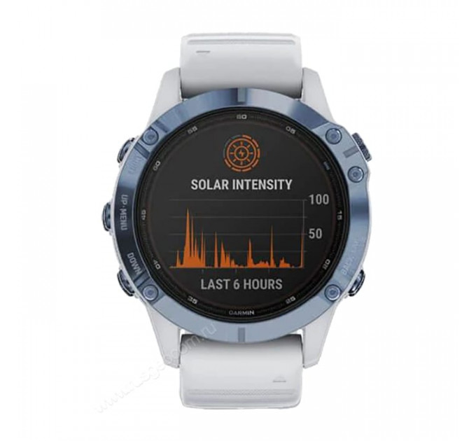Часы Garmin Fenix 6 Pro Solar синий минерал с белым ремешком, 100114, от производителя Garmin