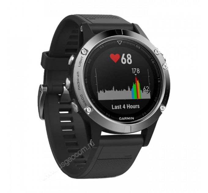 Часы Garmin Fenix 5 серебристые с черным ремешком, 100127, от производителя Garmin
