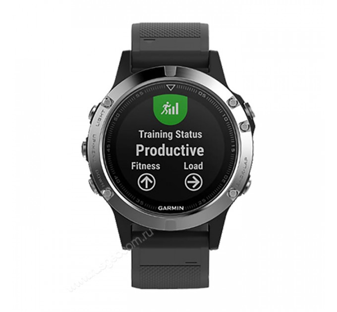 Часы Garmin Fenix 5 серебристые с черным ремешком, 100127, от производителя Garmin