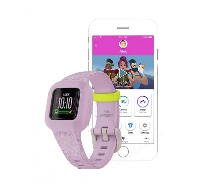 Фитнес-браслет Garmin Vivofit JR 3 Lilac Floral, 107929, от производителя Garmin