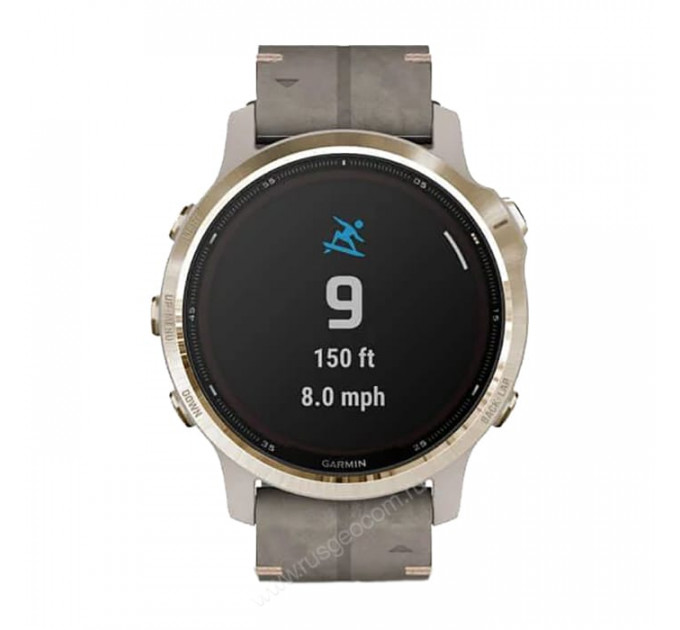 Часы Garmin Fenix 6S Pro Solar золотистый с серым замшевым ремешком, 100119, от производителя Garmin