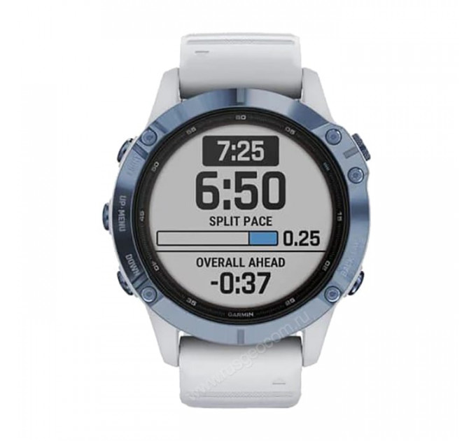 Часы Garmin Fenix 6 Pro Solar синий минерал с белым ремешком, 100114, от производителя Garmin