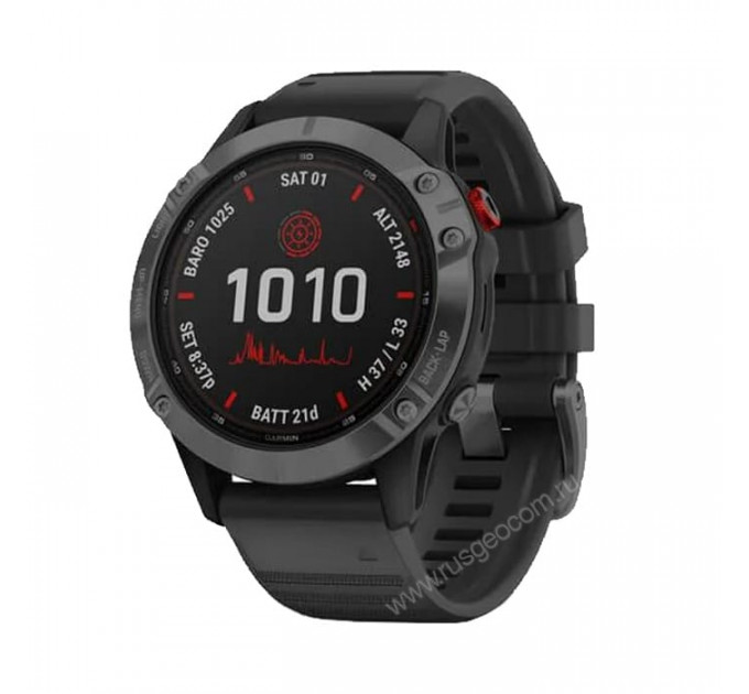 Часы Garmin Fenix 6 Pro Solar серые с черным ремешком, 100109, от производителя Garmin