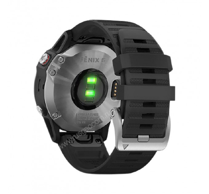 Часы Garmin Fenix 6 серебристые с черным ремешком, 95321, от производителя Garmin