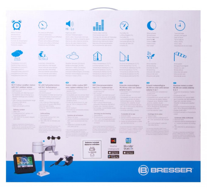 Метеостанция Bresser «5 в 1» Wi-Fi с цветным дисплеем, 73261, от производителя BRESSER