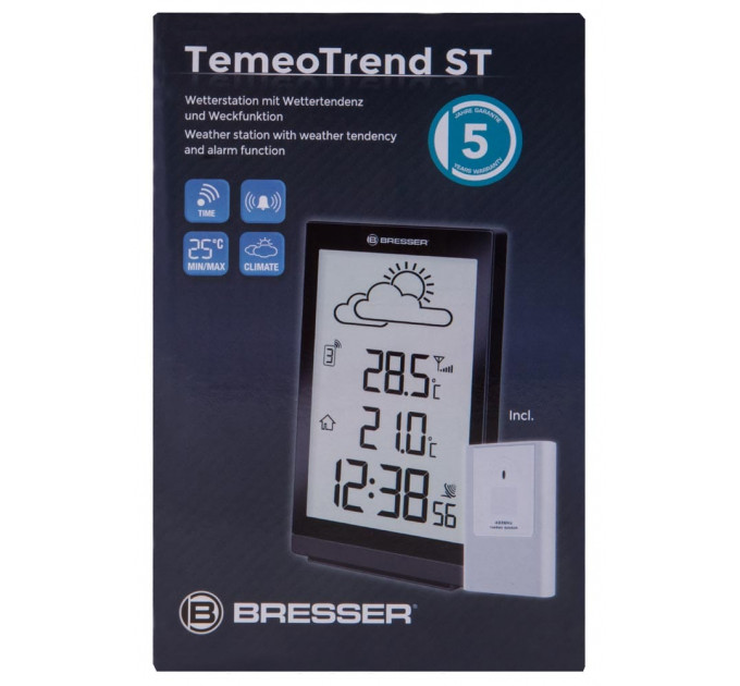 Метеостанция Bresser TemeoTrend ST с радиоуправлением, черная, 73265, от производителя BRESSER