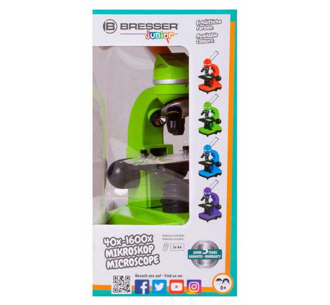 Микроскоп Bresser Junior Biolux SEL 40–1600x, зеленый, 74319, от производителя BRESSER