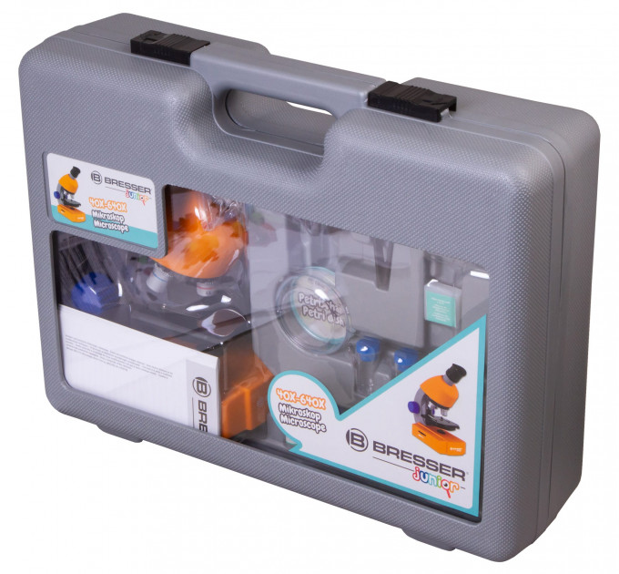 Микроскоп Bresser Junior 40–640x с набором для опытов, в кейсе, 74326, от производителя BRESSER