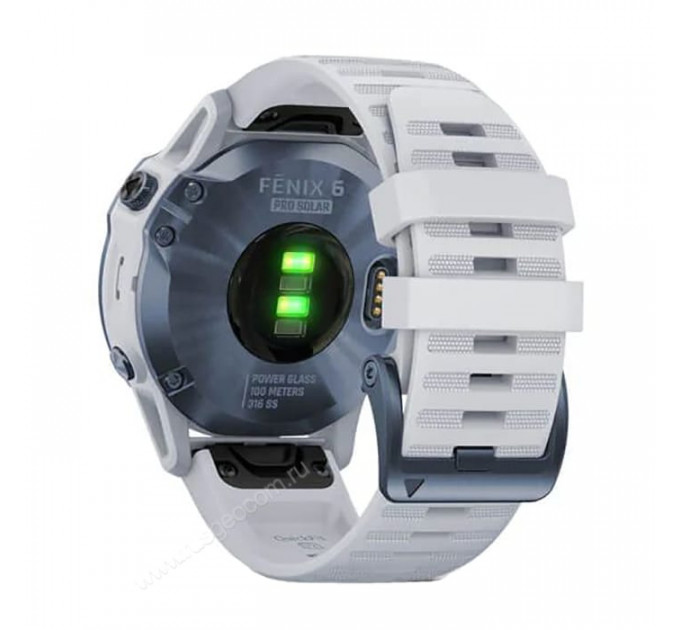 Часы Garmin Fenix 6 Pro Solar синий минерал с белым ремешком, 100114, от производителя Garmin