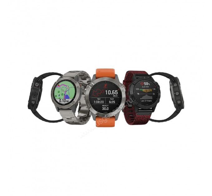 Часы Garmin Fenix 6 серебристые с черным ремешком, 95321, от производителя Garmin