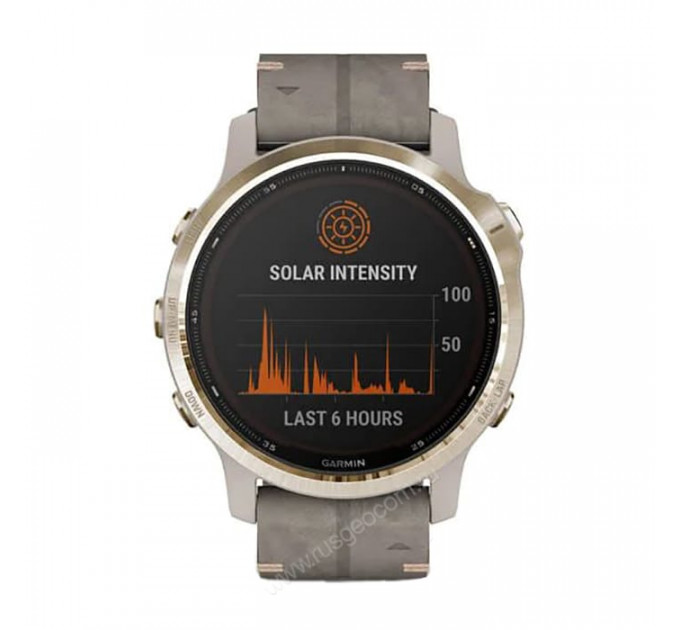 Часы Garmin Fenix 6S Pro Solar золотистый с серым замшевым ремешком, 100119, от производителя Garmin