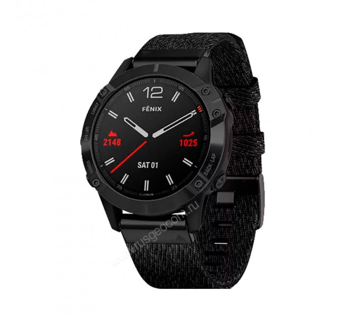 Часы Garmin Fenix 6 Sapphire черный DLC с плетеным черным нейлоновым ремешком, 108276, от производителя Garmin