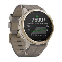 Часы Garmin Fenix 6S Pro Solar золотистый с серым замшевым ремешком