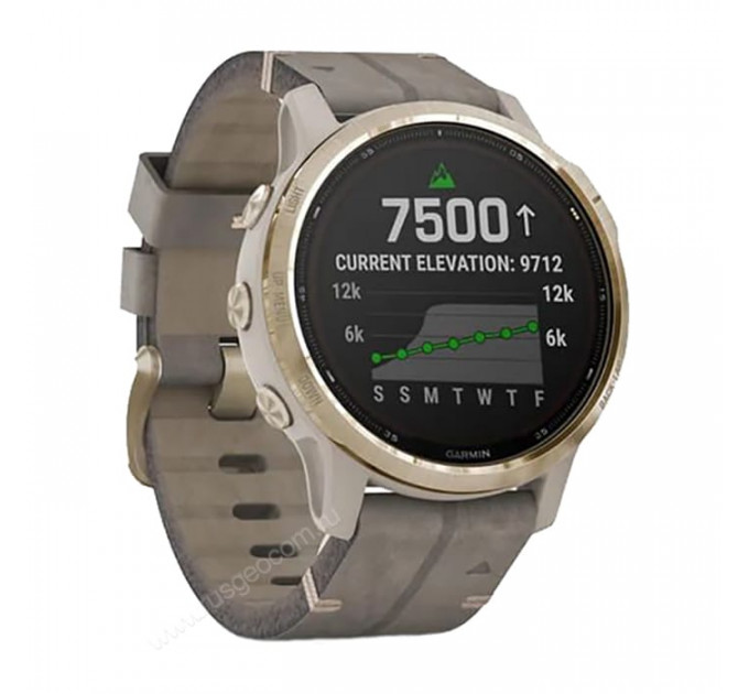 Часы Garmin Fenix 6S Pro Solar золотистый с серым замшевым ремешком, 100119, от производителя Garmin