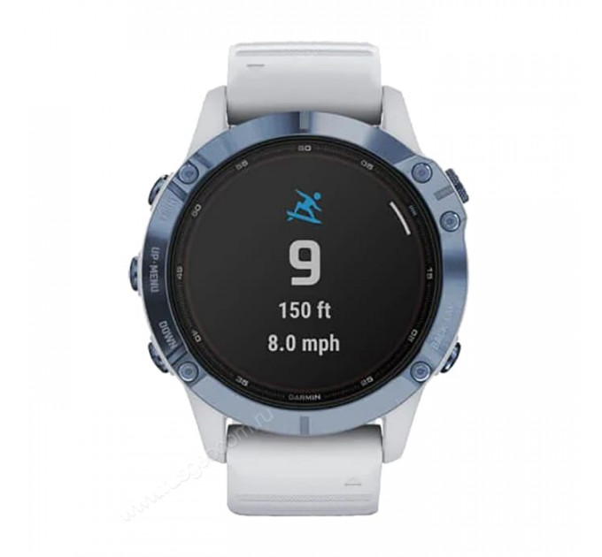Часы Garmin Fenix 6 Pro Solar синий минерал с белым ремешком, 100114, от производителя Garmin