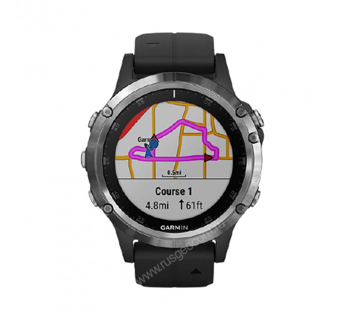 Часы Garmin Fenix 5 Plus серебристые с черным ремешком, 95317, от производителя Garmin