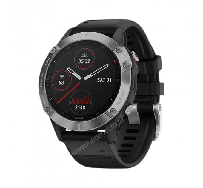 Часы Garmin Fenix 6 серебристые с черным ремешком, 95321, от производителя Garmin