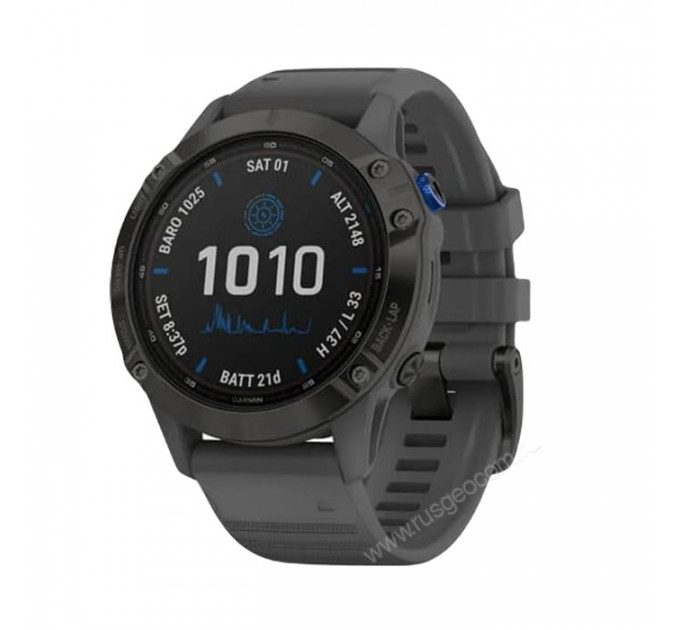 Часы Garmin Fenix 6 Pro Solar черные с серым ремешком, 100112, от производителя Garmin