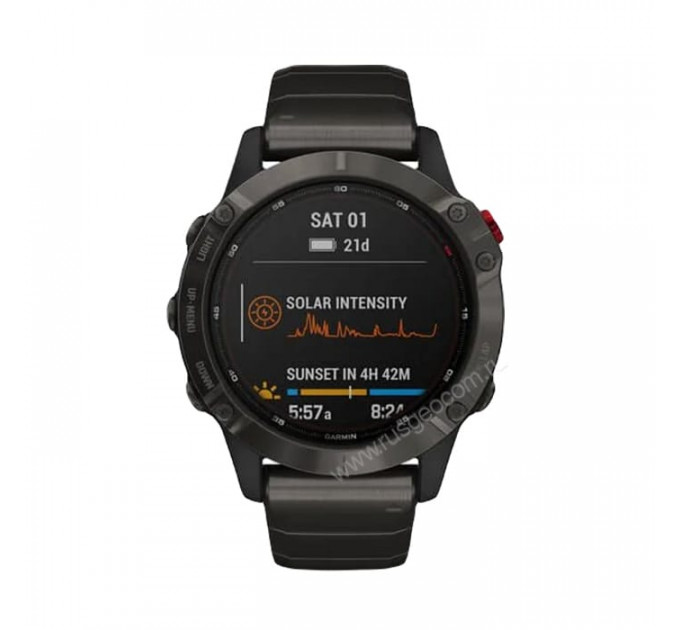 Часы Garmin Fenix 6 Pro Solar титановый DLC карбон с DLC титановым ремешком, 100113, от производителя Garmin