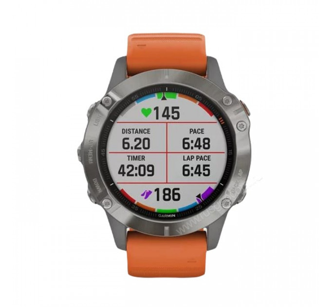 Часы Garmin Fenix 6 Sapphire титановый с оранжевым ремешком, 100115, от производителя Garmin