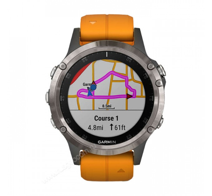 Часы Garmin Fenix 5 Plus Sapphire титановый с оранжевым ремешком Россия, 100124, от производителя Garmin