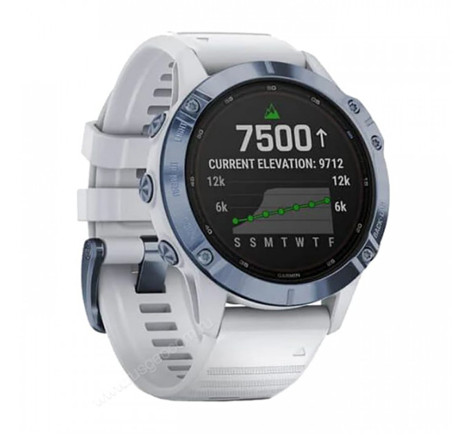 Часы Garmin Fenix 6 Pro Solar синий минерал с белым ремешком, 100114, от производителя Garmin