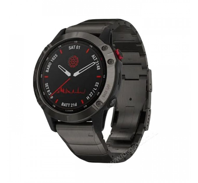 Часы Garmin Fenix 6 Pro Solar титановый DLC карбон с DLC титановым ремешком, 100113, от производителя Garmin