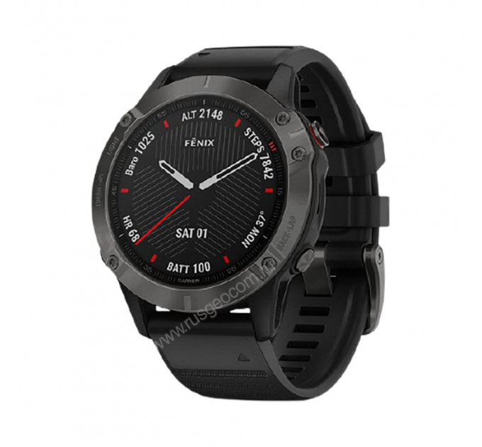 Часы Garmin Fenix 6 Sapphire серые с черным ремешком, 95318, от производителя Garmin