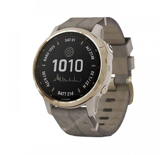 Часы Garmin Fenix 6S Pro Solar золотистый с серым замшевым ремешком, 100119, от производителя Garmin
