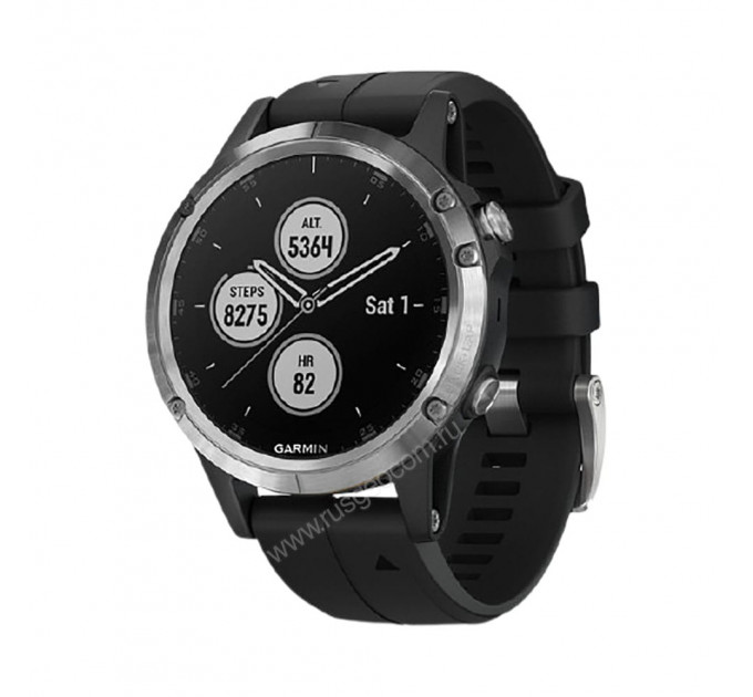Часы Garmin Fenix 5 Plus серебристые с черным ремешком, 95317, от производителя Garmin
