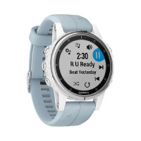 Часы Garmin Fenix 5S Plus белые с голубым ремешком