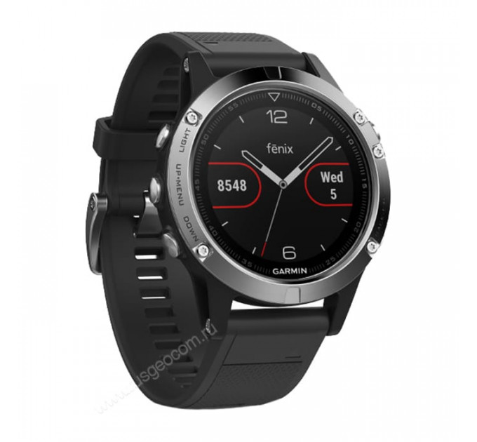 Часы Garmin Fenix 5 серебристые с черным ремешком, 100127, от производителя Garmin